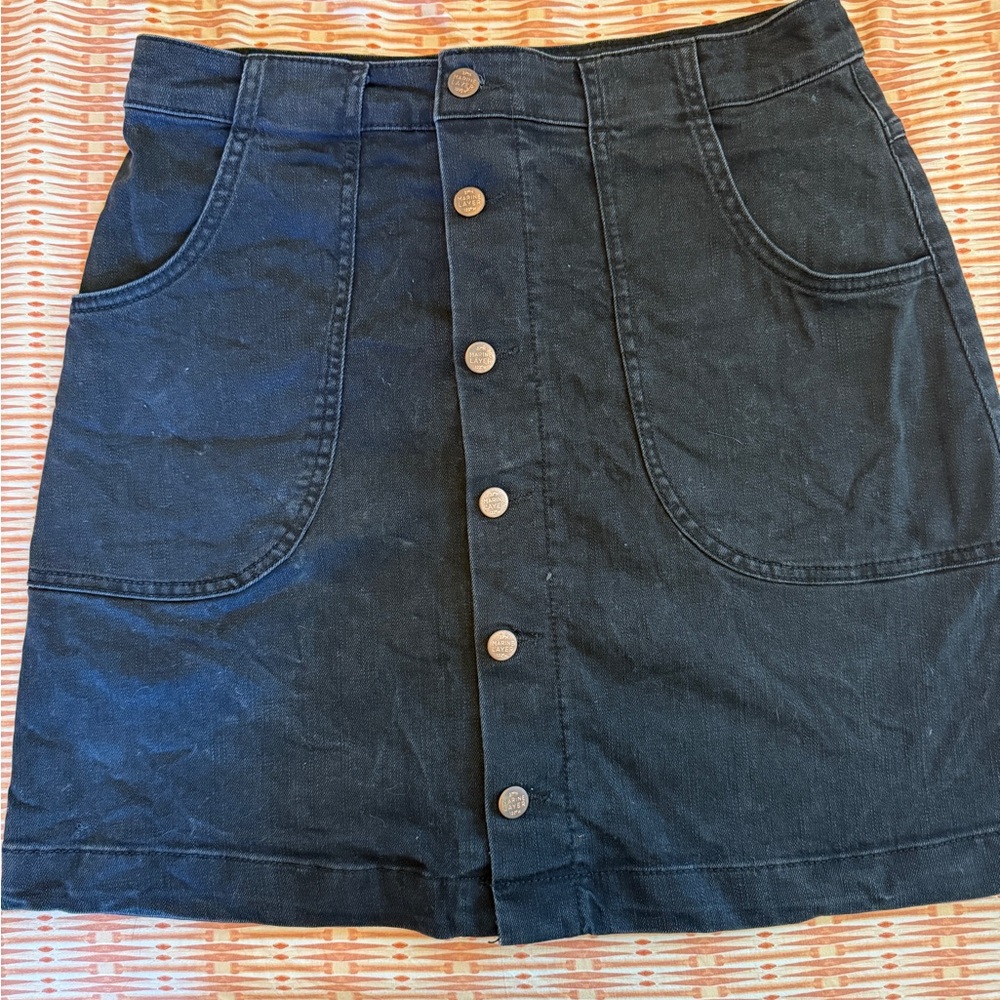 Black Denim Button-Front Skirt